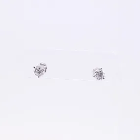 14K WHITE GOLD 3-PRONG PIERCED STUD EARRINGS 1.50CTW