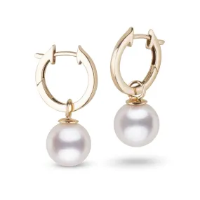 8.5-9.0 mm AAA White Akoya Pearl Huggie Earrings