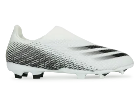 adidas Kids X Ghosted.3 Laceless FG White/Core Black