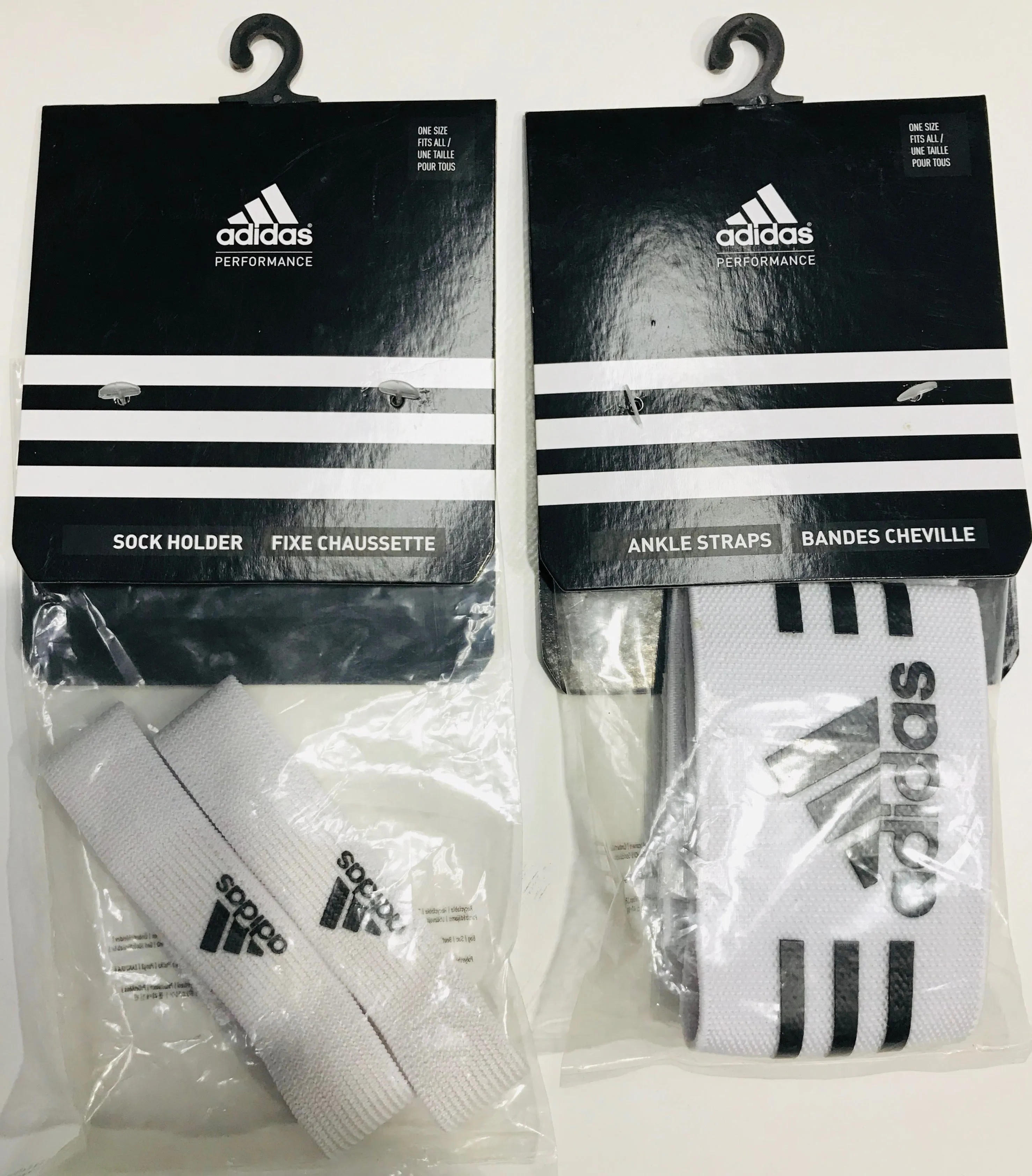 Adidas Sock Holder & Ankle Straps white set Football