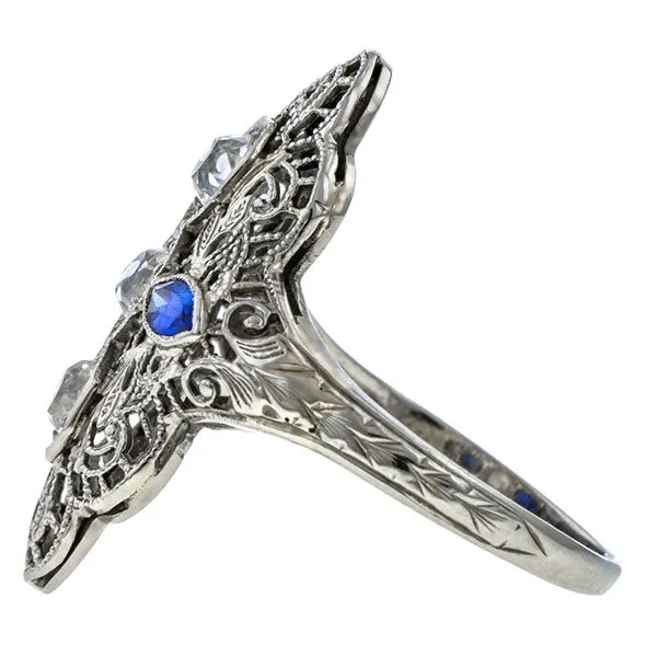 Art Deco Diamond & Sapphire Cocktail Ring