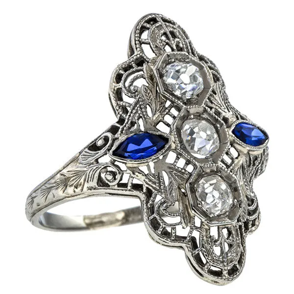 Art Deco Diamond & Sapphire Cocktail Ring