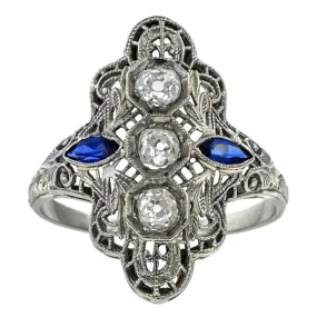 Art Deco Diamond & Sapphire Cocktail Ring