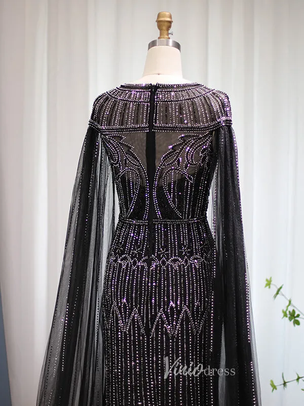 Beaded Cape Sleeve Evening Gowns Mother of the Bride Dresses 20063