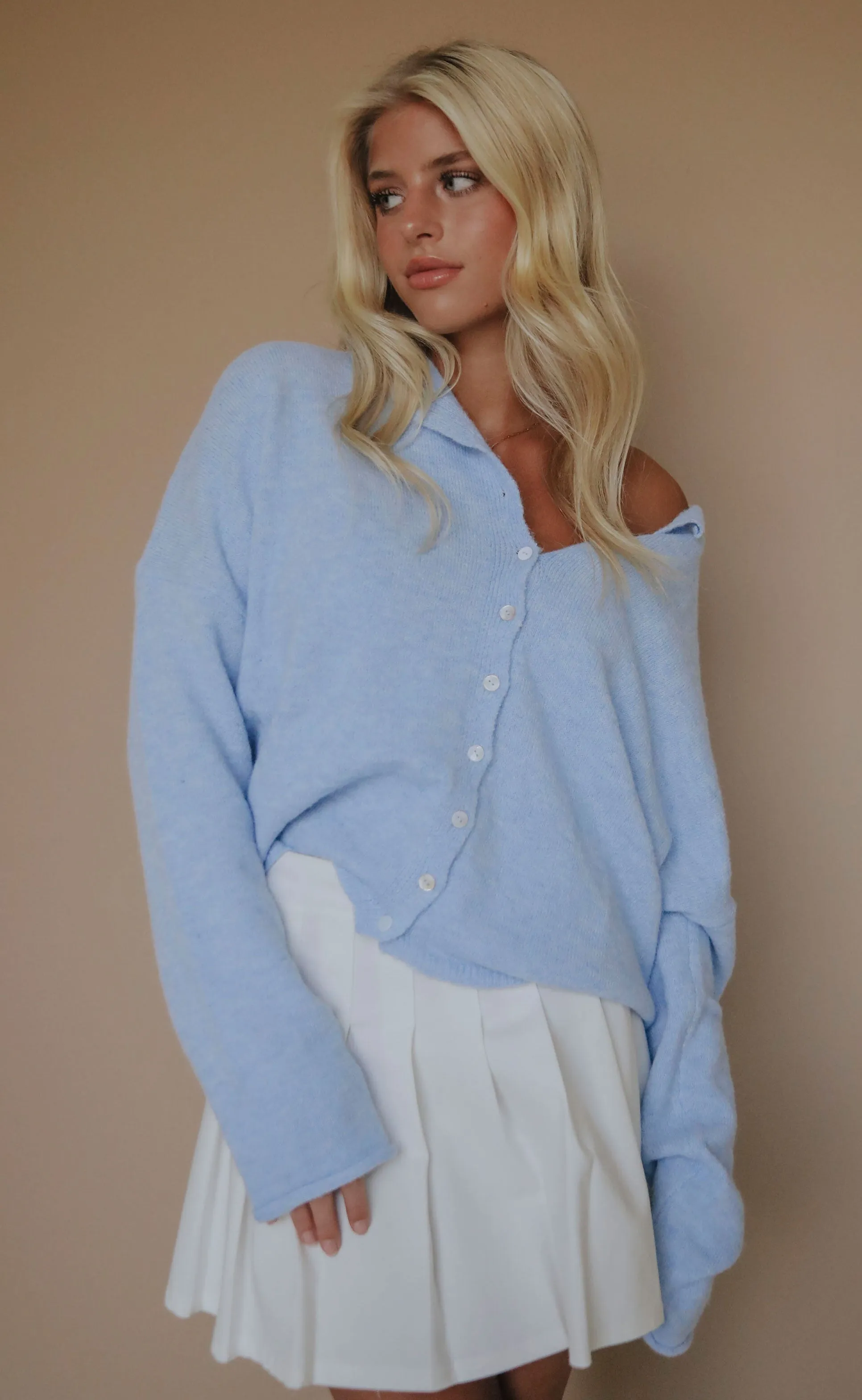 beat of your heart cardigan - blue