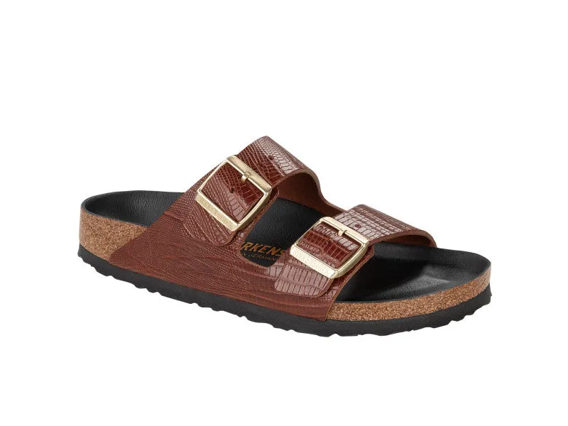 Birkenstock Narrow Arizona Cognac Embossed Smooth Leather