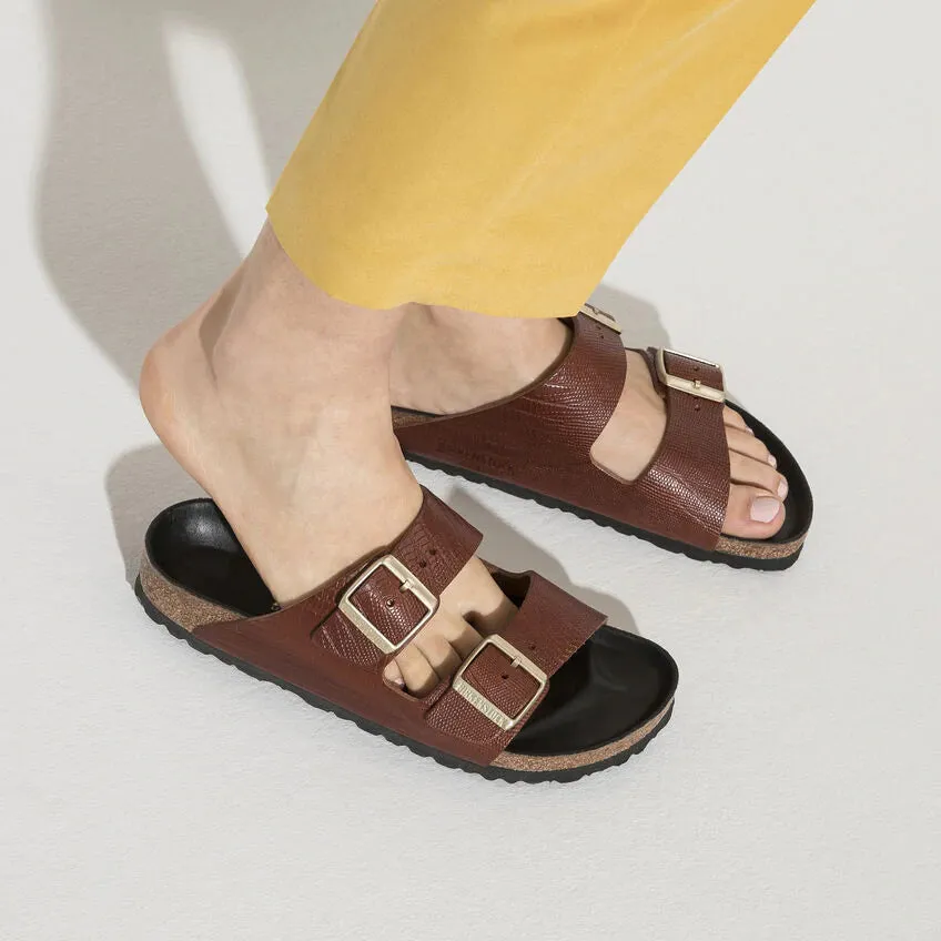 Birkenstock Narrow Arizona Cognac Embossed Smooth Leather