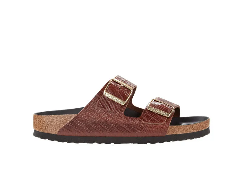 Birkenstock Narrow Arizona Cognac Embossed Smooth Leather