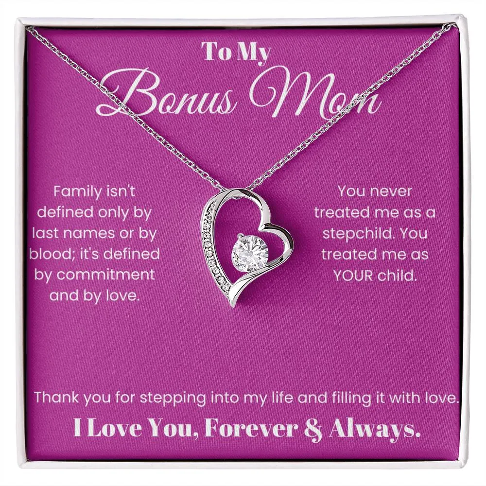 Bonus Mom Gift Heart Necklace You Never Treated Me As A Stepchild