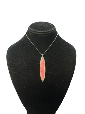 Breast Cancer Awareness Ellipse Shaped Pendant Necklace