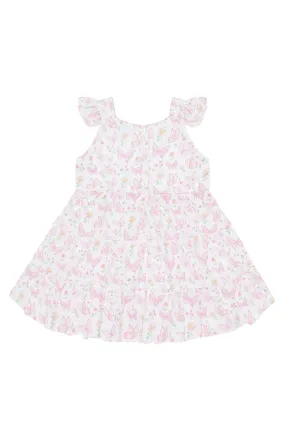 Butterflies Print Ruffle Dress