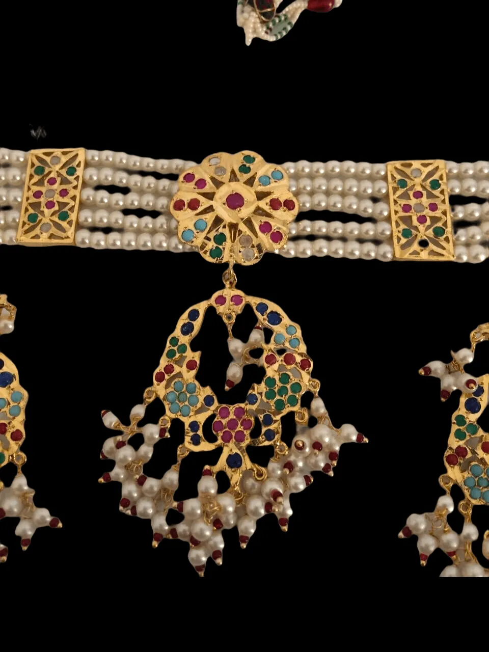 C100 Madhuri navratan choker set  ( SHIPS IN 4 WEEKS )