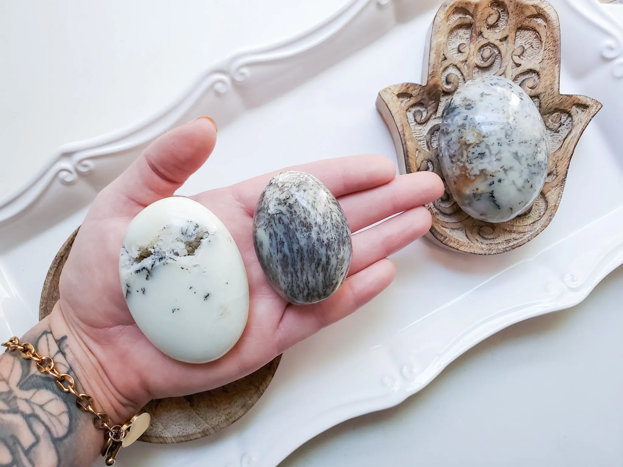 Dendritic Opal Palm Stone