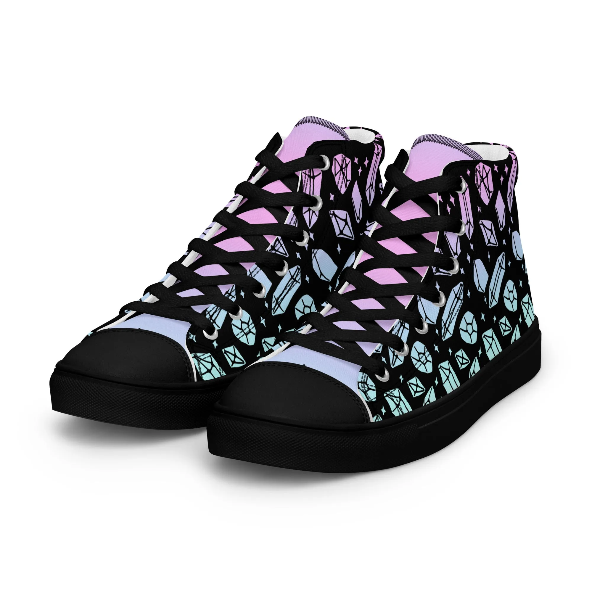 Divination Crystals Women’s High Top Shoes - Magical Vegan Sneakers - Comfortable Goth Trainers - Witchy Pagan Occult Style