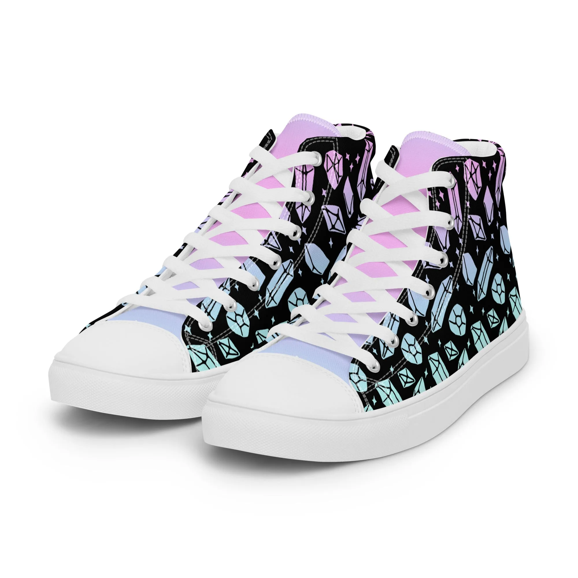 Divination Crystals Women’s High Top Shoes - Magical Vegan Sneakers - Comfortable Goth Trainers - Witchy Pagan Occult Style