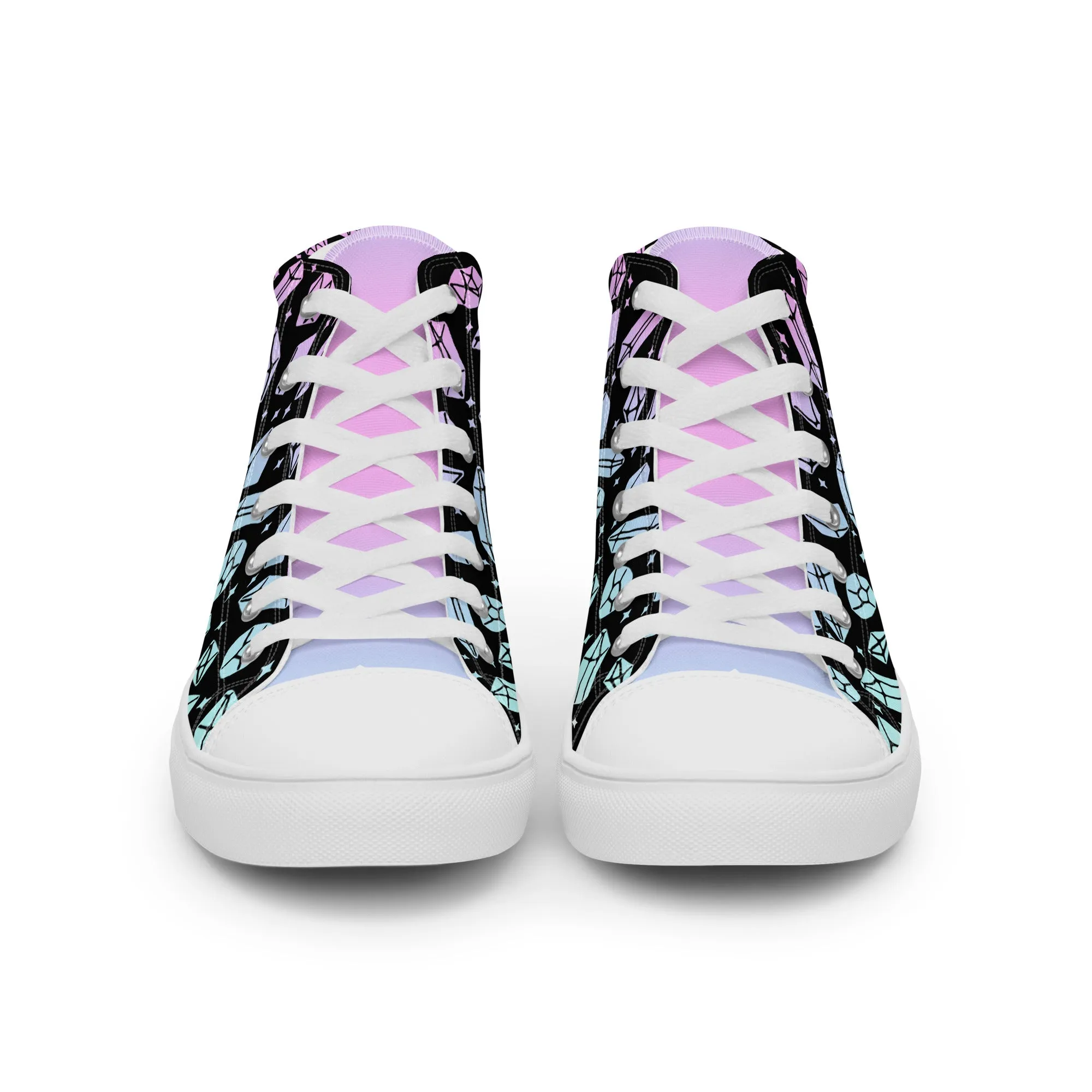 Divination Crystals Women’s High Top Shoes - Magical Vegan Sneakers - Comfortable Goth Trainers - Witchy Pagan Occult Style