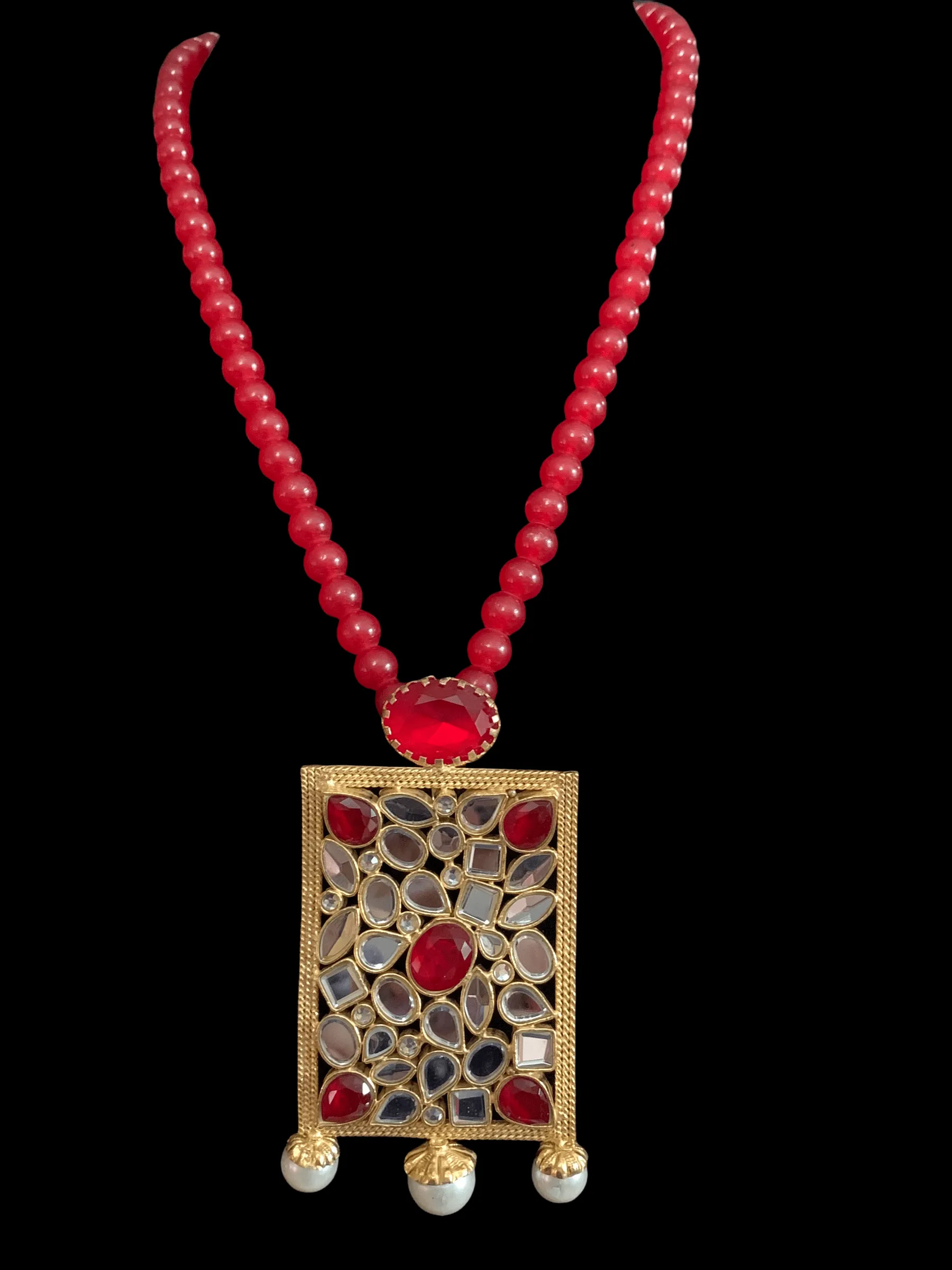 Farshi kundan pendant set in pearls   ( READY TO SHIP)