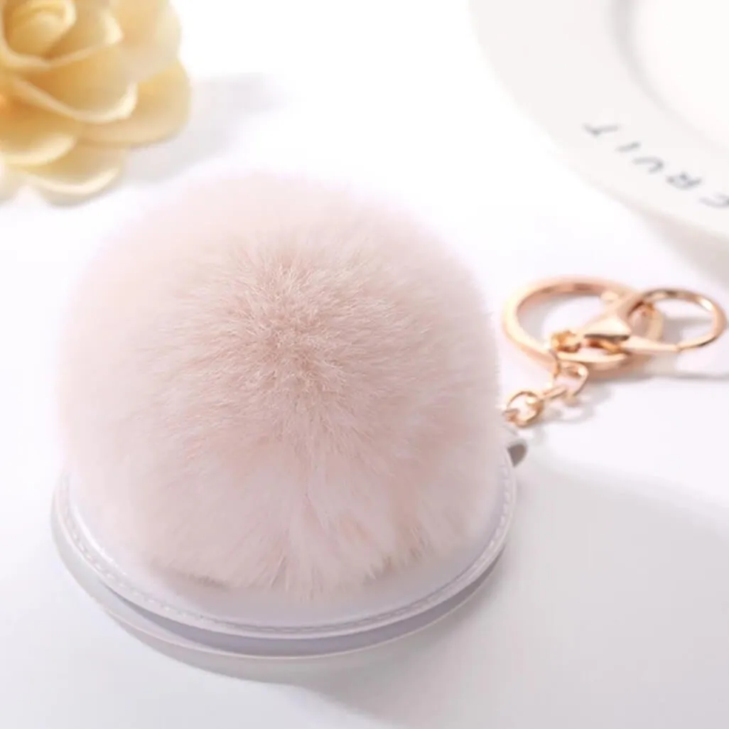 Fluffy Compact Mirror Keychain