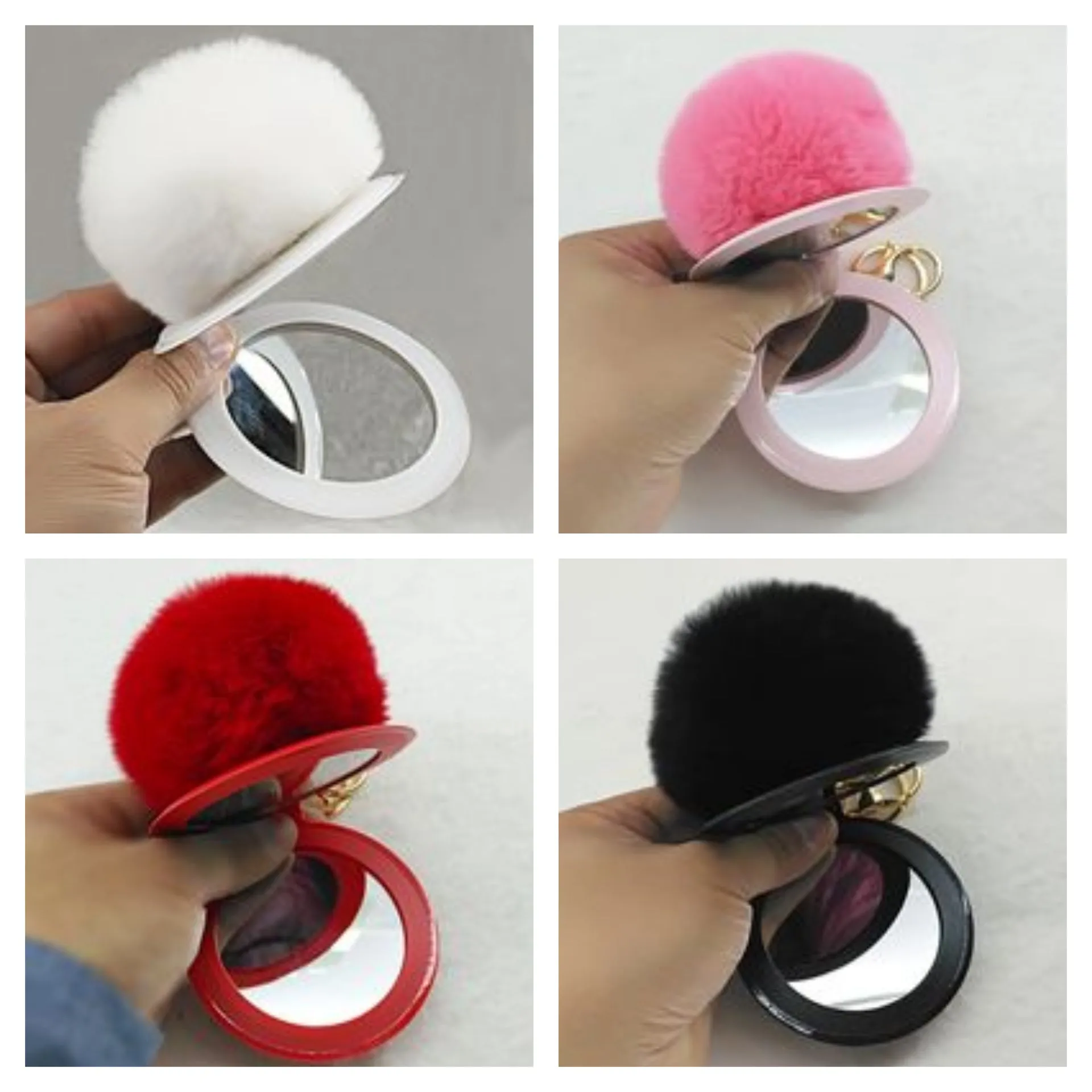 Fluffy Compact Mirror Keychain