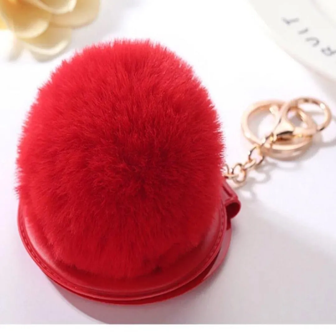 Fluffy Compact Mirror Keychain