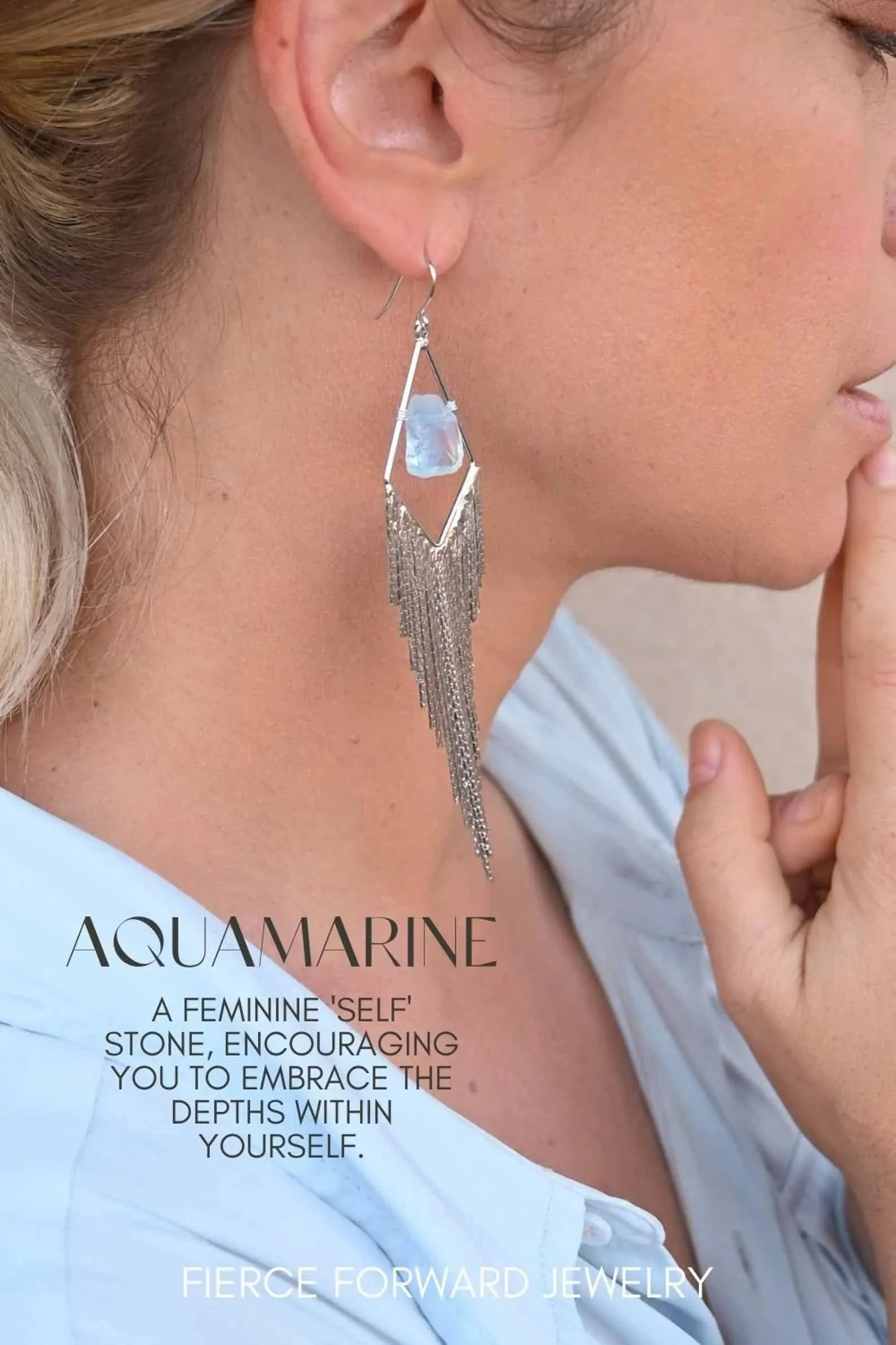 Glow From Within Aquamarine Silver Fringe Earrings