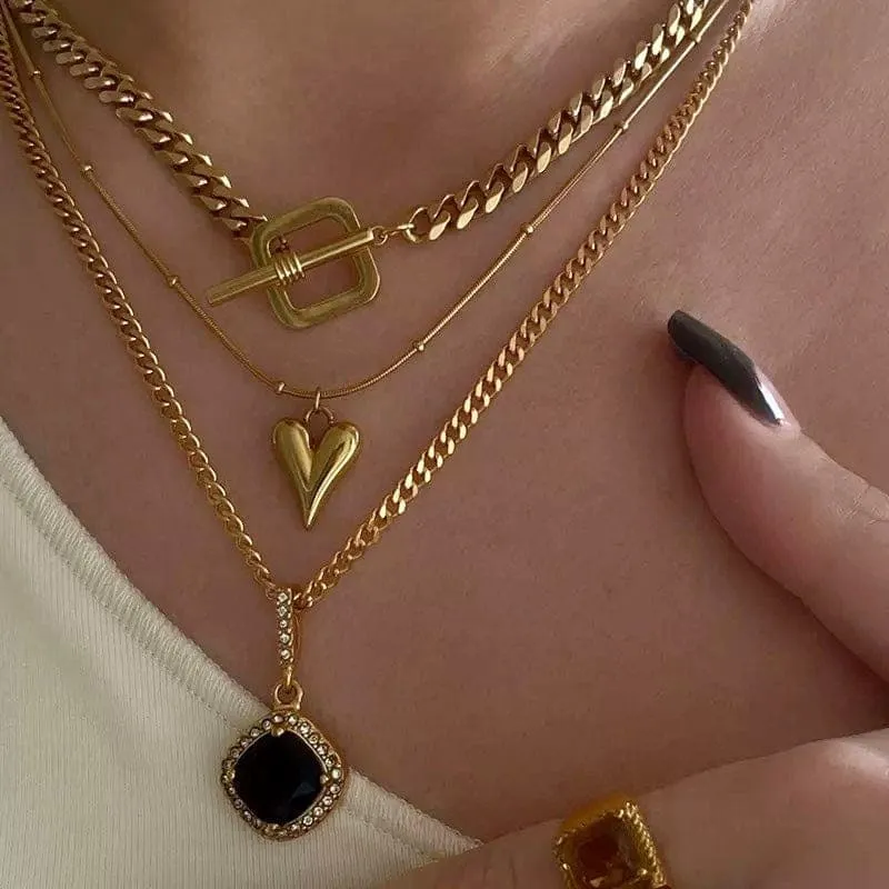 Gold 3 Pc Set Layer Necklace