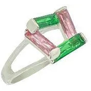 Green Emerald and Pink Sapphire Step Infinity Ring