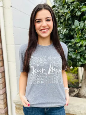 Grey Cheer Mom Repeat Graphic Tee