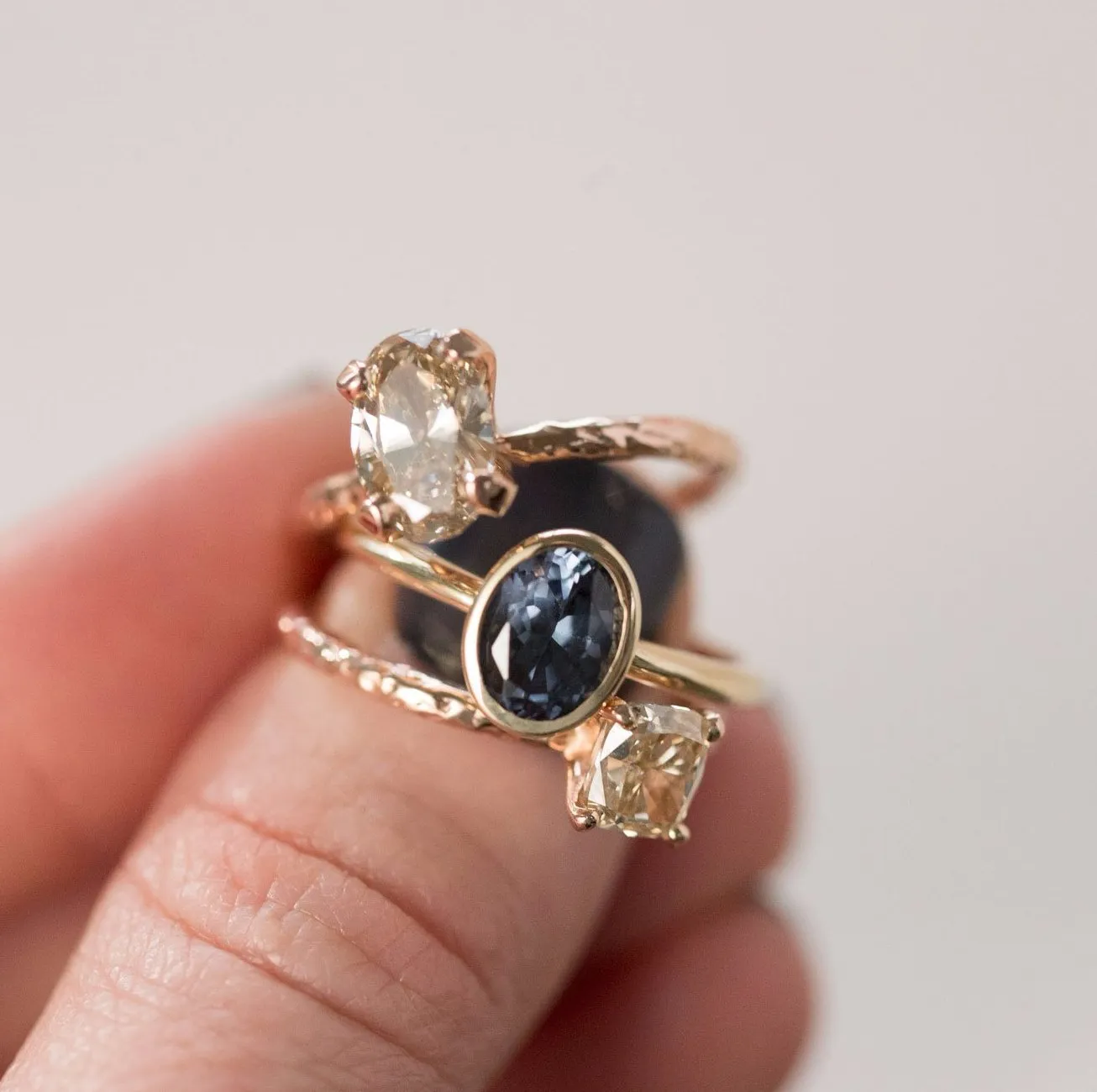 Indigo Blue Spinel Oval Ring - Bezel Set Ring - Spinel Engagement Ring by Anueva Jewelry