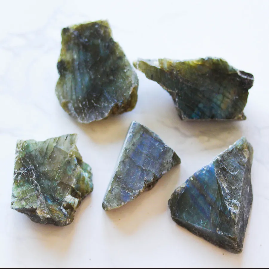 Labradorite Rough Small 5 Piece Nugget Specimens 23x30-30x40mm (105-115 grams) - DS ROCK SHOP