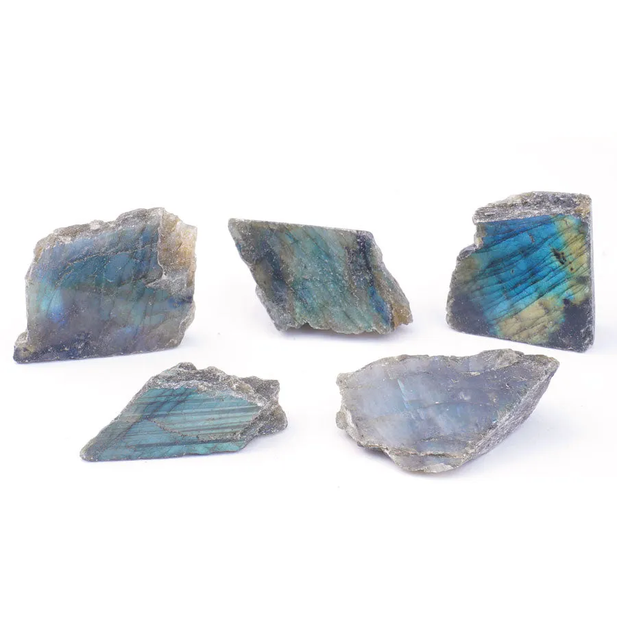 Labradorite Rough Small 5 Piece Nugget Specimens 23x30-30x40mm (105-115 grams) - DS ROCK SHOP