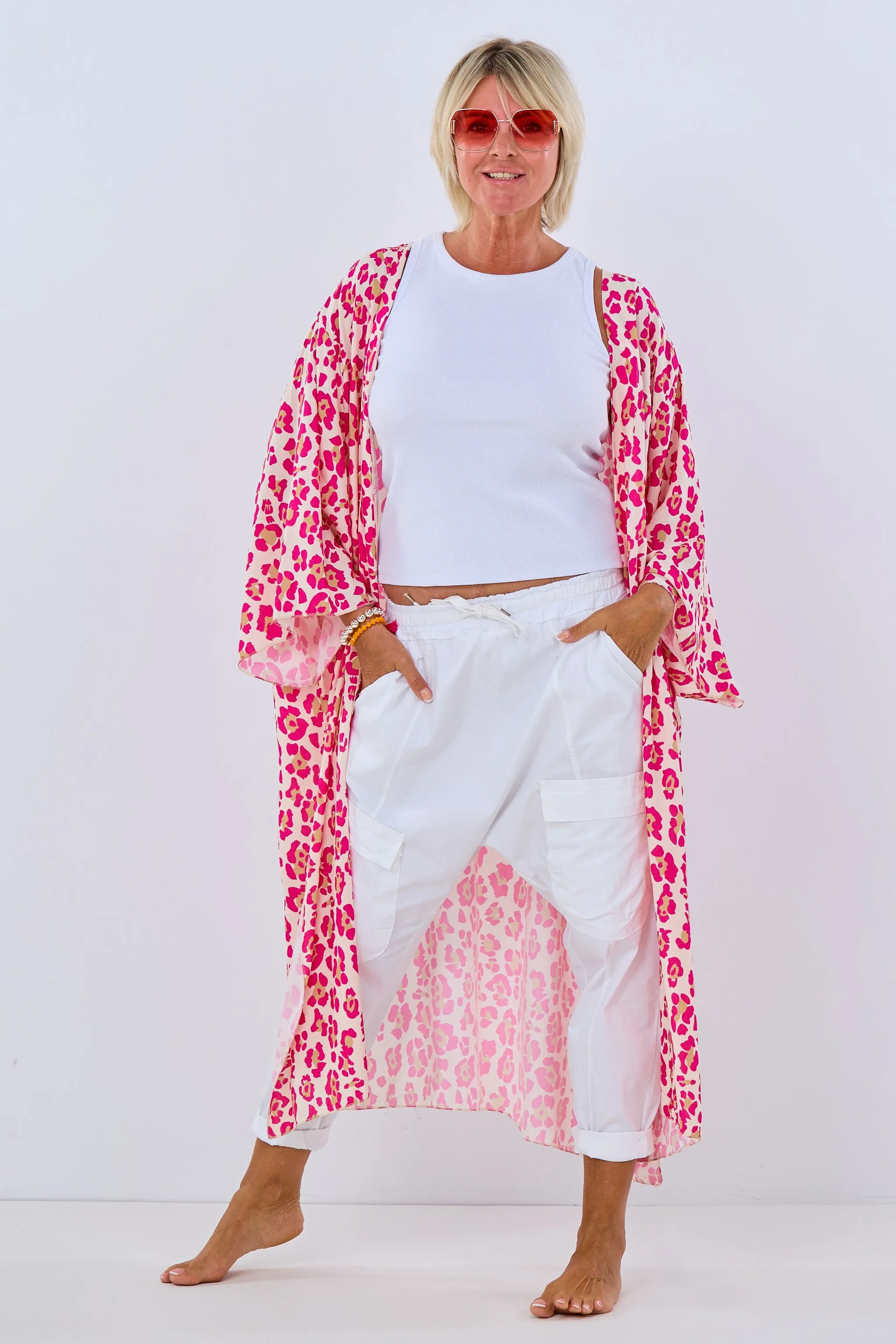 langer Kimono Leo, beige-pink