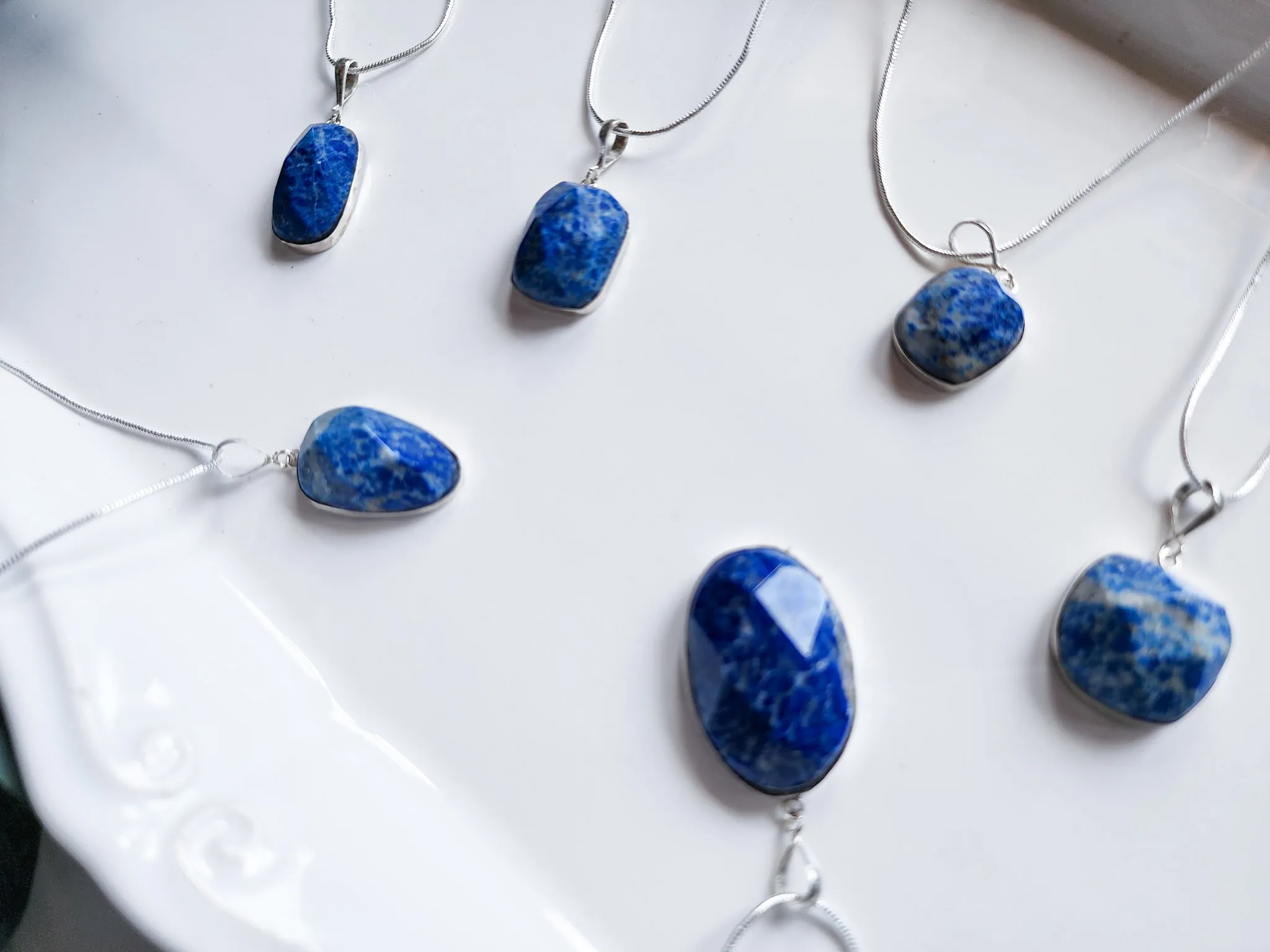 Lapis Lazuli Faceted Sterling Pendant Necklace