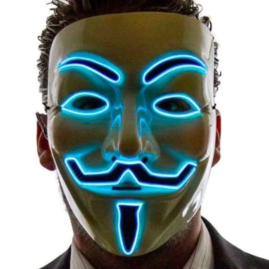 Light up Anonymous Mask - Blue