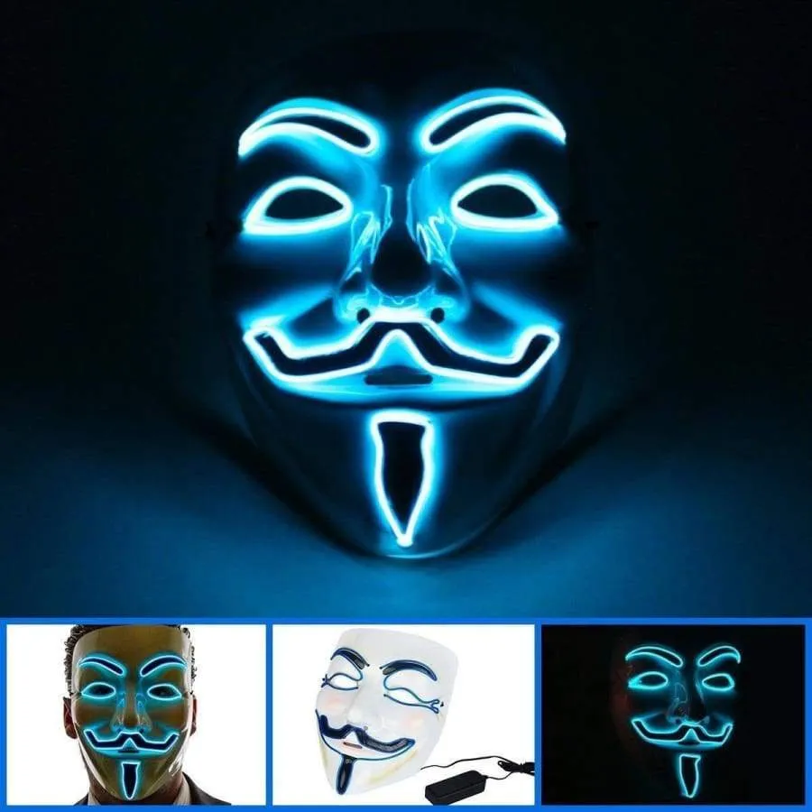 Light up Anonymous Mask - Blue