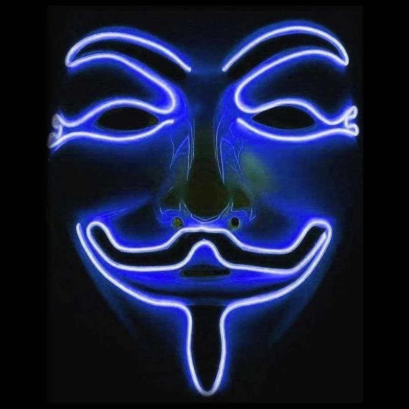 Light up Anonymous Mask - Blue