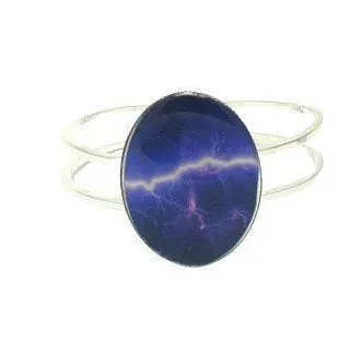 Lightning Bolt Oval Cuff Bracelet