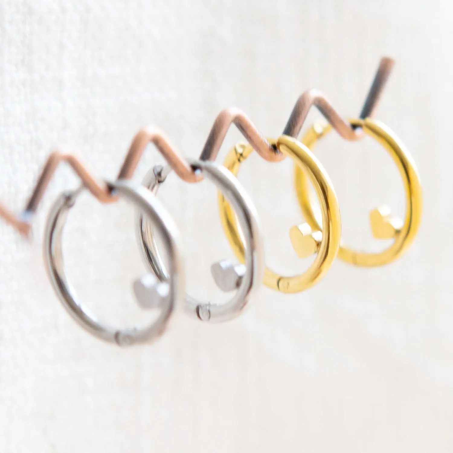 Little Heart Hoop Earrings Huggie Stainless Steel