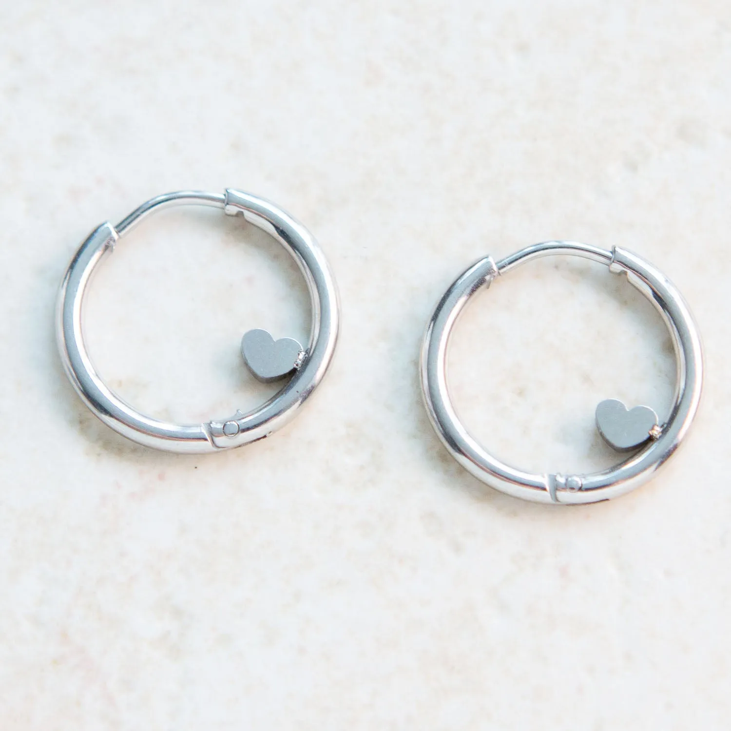 Little Heart Hoop Earrings Huggie Stainless Steel