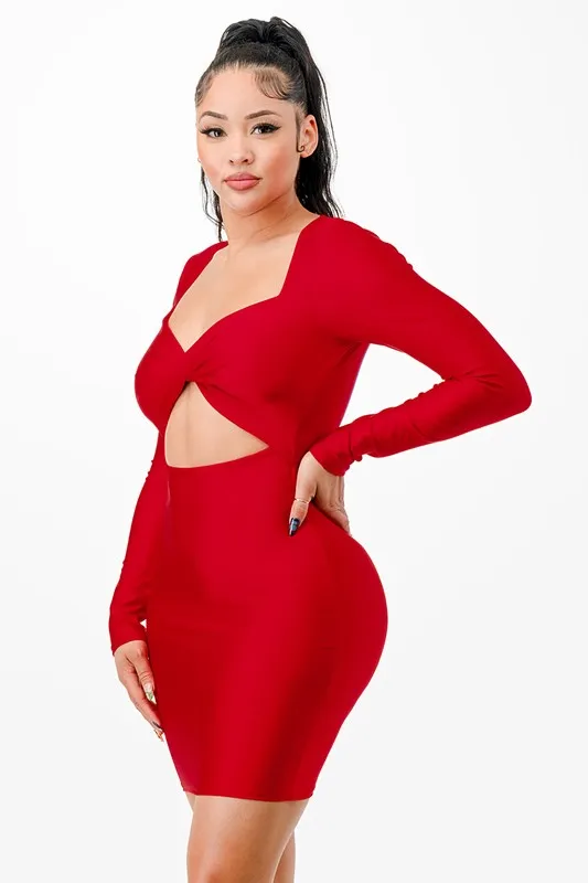 Long Sleeve Cutout Mini Dress