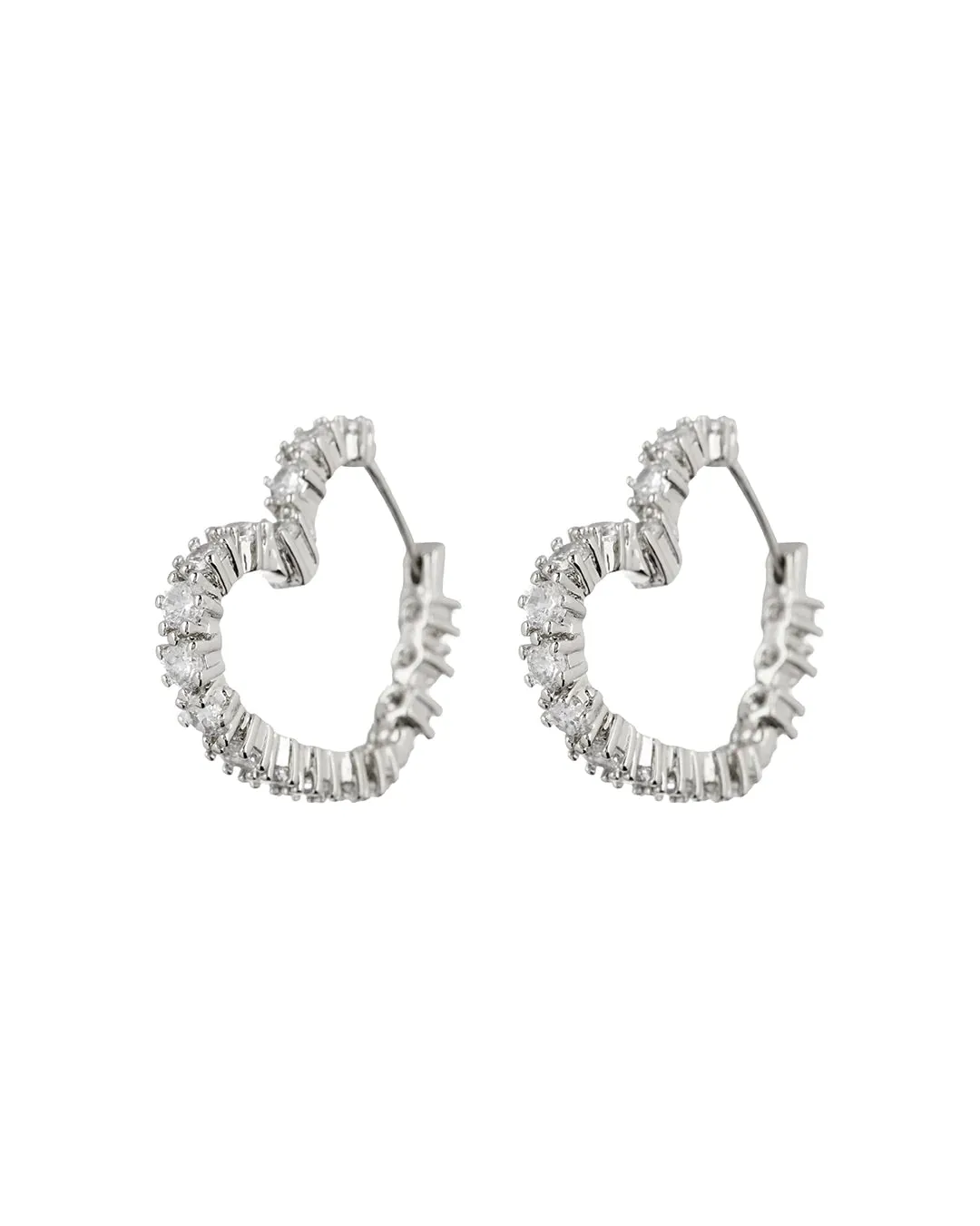 LUV AJ DIAMOND HEART BIJOUX HOOPS- SILVER