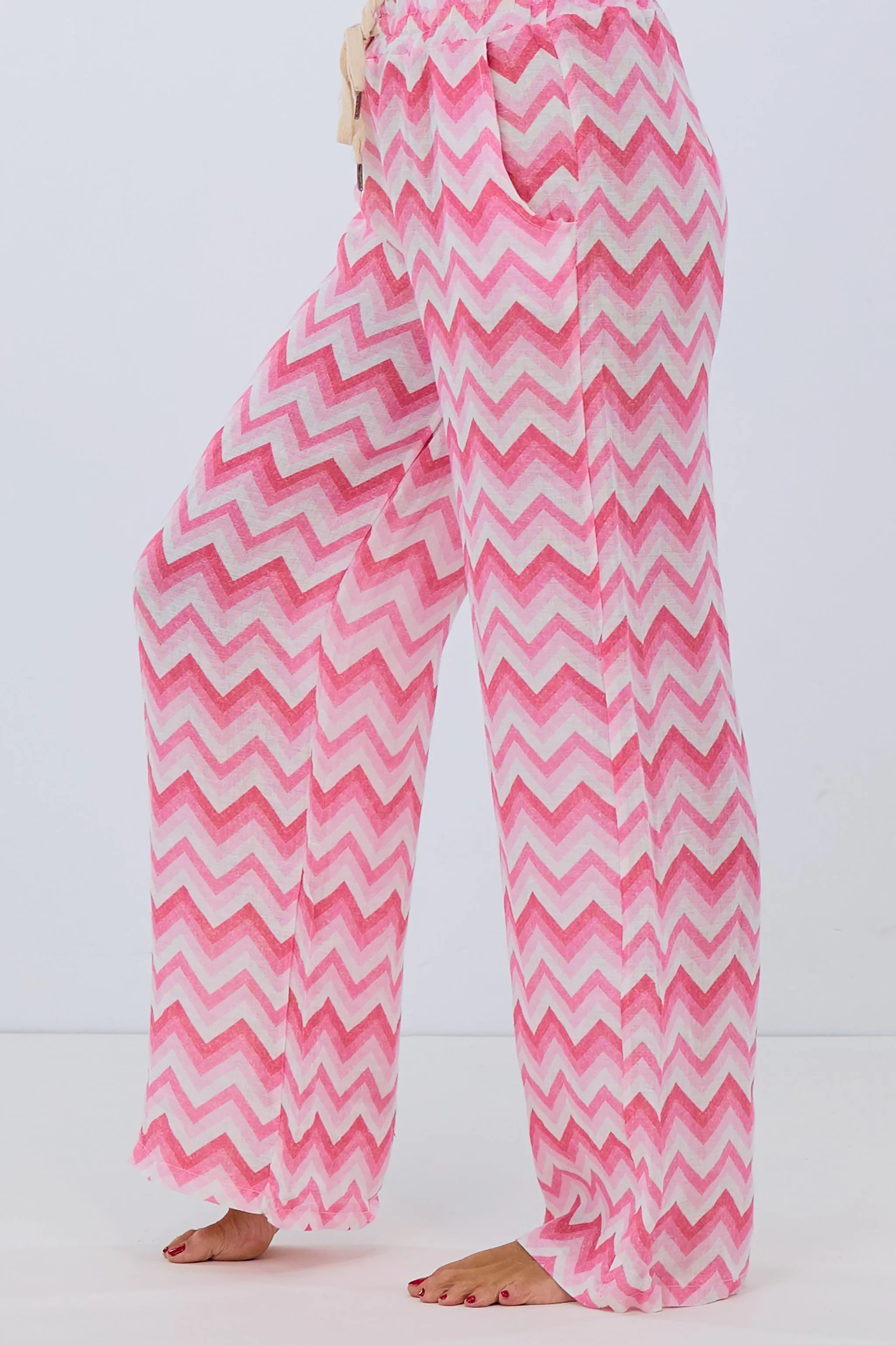 Marlene Leinenhose mit Zickzack-Muster, pink