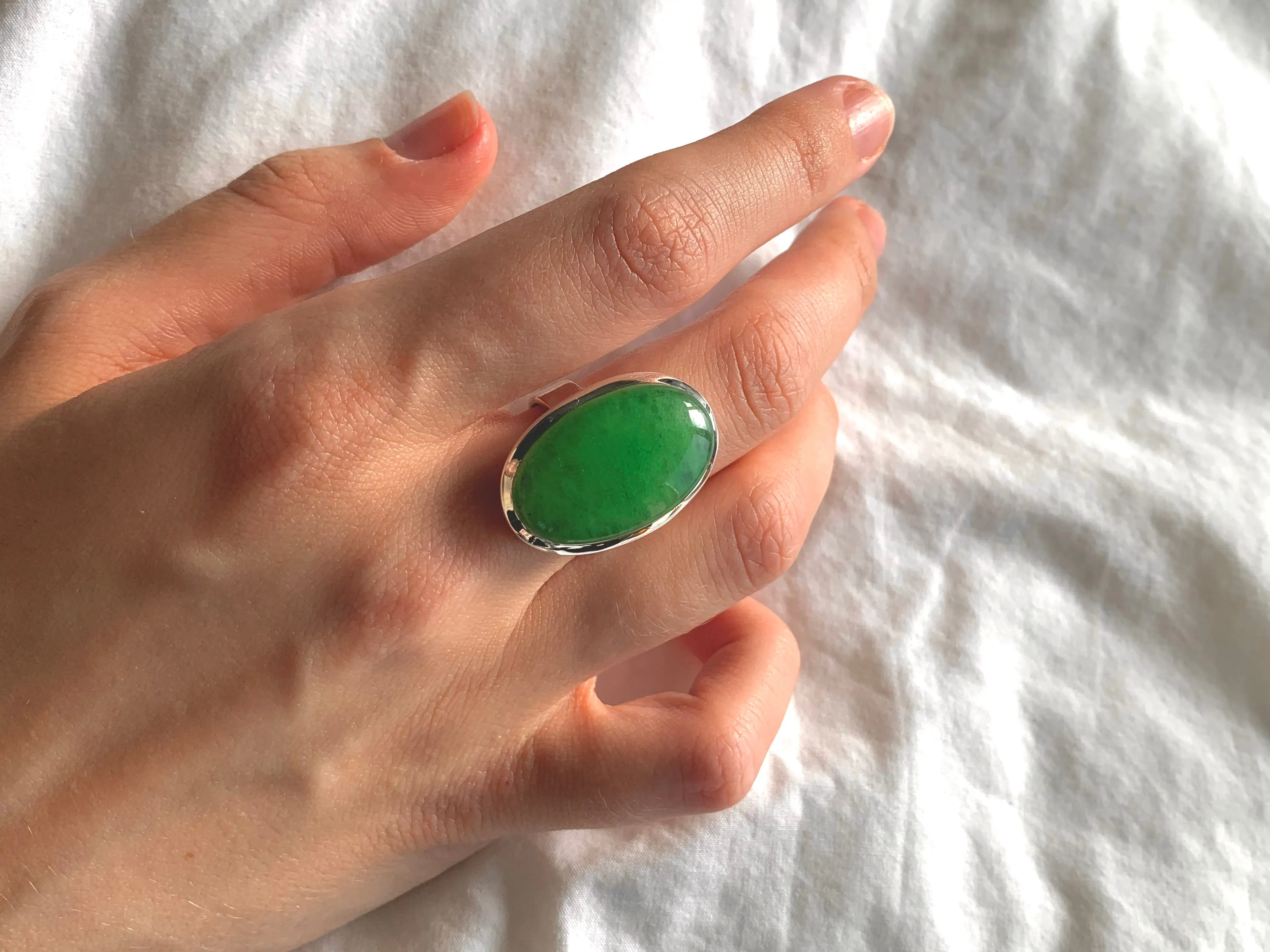 Nephrite Jade Naevia Ring - Chunky Oval