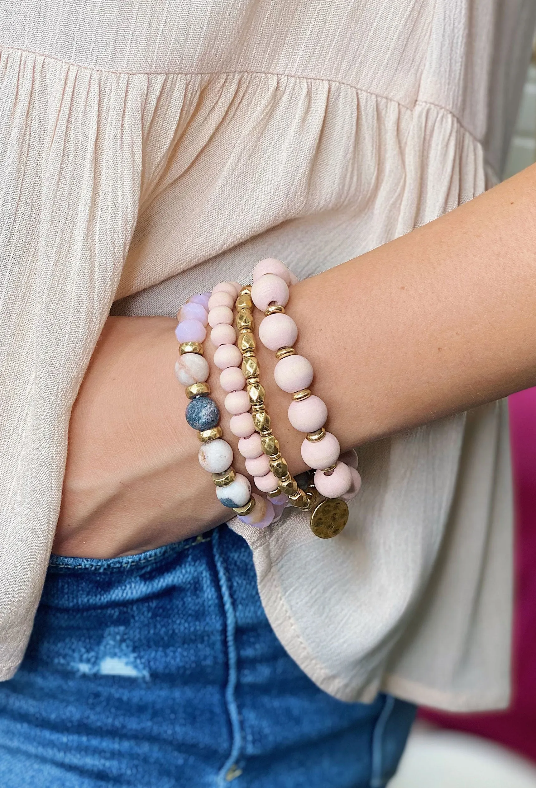 New Day Bracelet Set in Blush