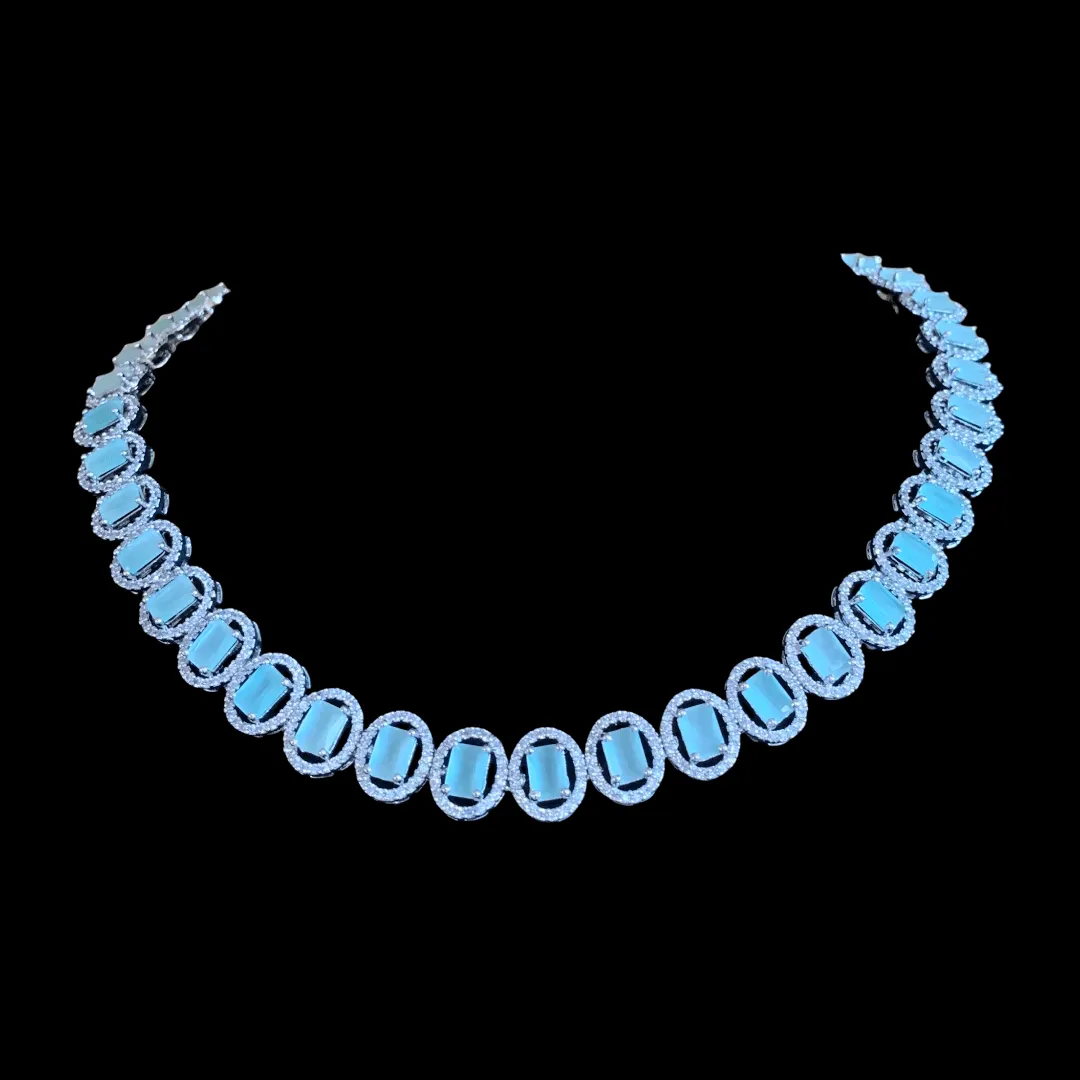 NS151 Anamika  cz necklace - mint   ( READY TO SHIP )