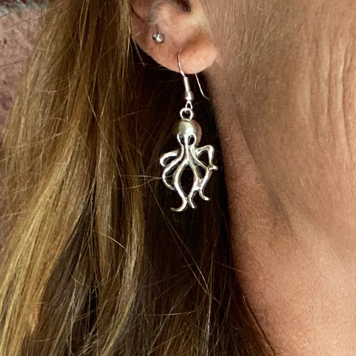 Ocean Inspired Jewelry Set: Octopus Necklace and Octopus Earrings to Symbolize Adaptability