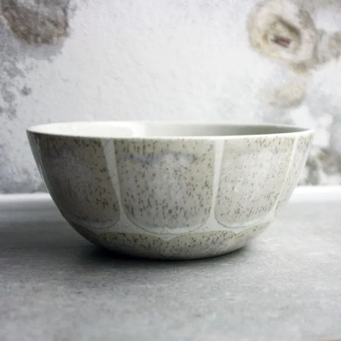 Pasta bowl, Light Stone Grey w/ brush strokes