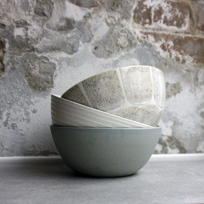 Pasta bowl, Light Stone Grey w/ brush strokes