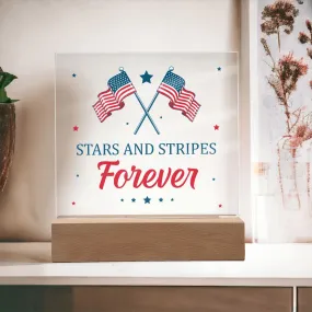 Patriotic Stars and Stripes Forever 4th of July USA Flag Acrylic Plaque Decor