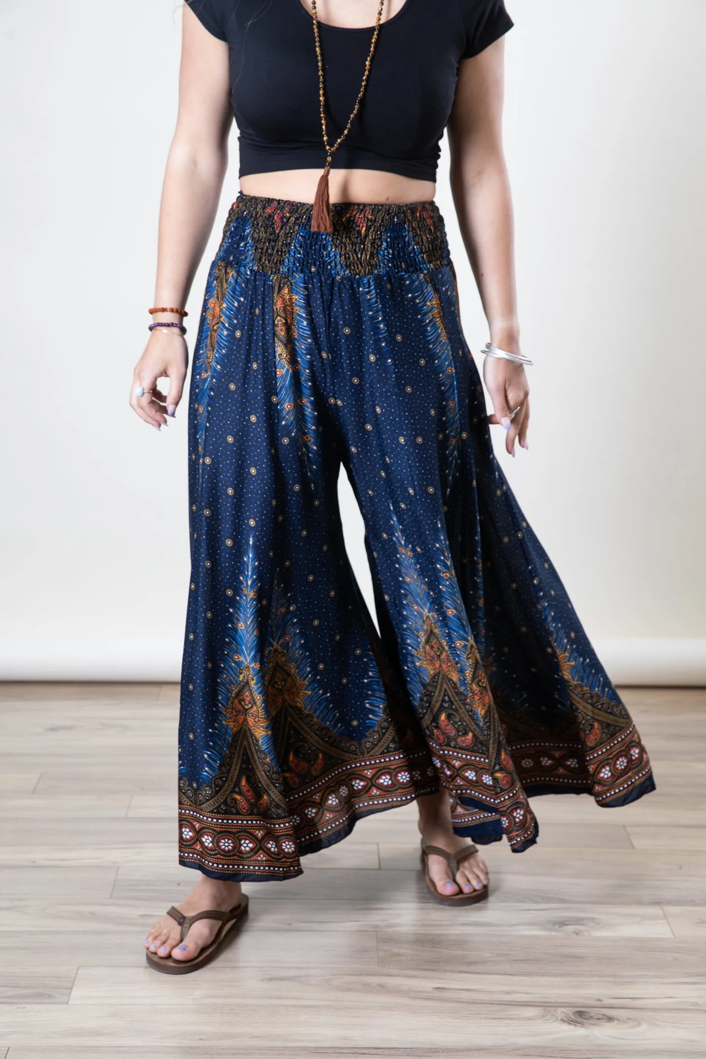 Peacock Feather Flare Pants